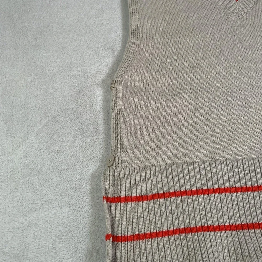 Sweet Lovely By Jen Sweater Vest Womens M/L Beige Taupe V Neck Striped Knit NEW - Picture 3 of 11
